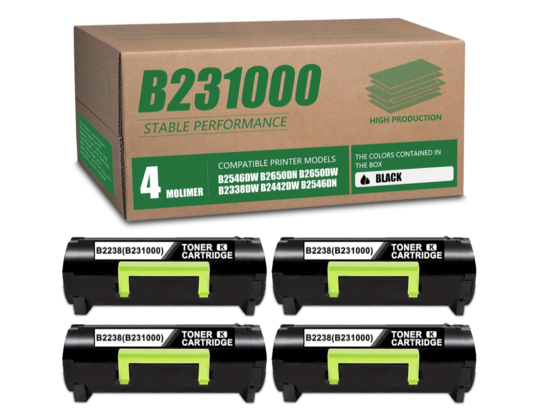 replacement for Lexmark MB2546adwe 4 black ink cartridges only