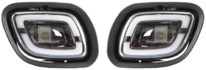 High Soar Full LED Fog Lights Lamps Modified Assembly For Freightliner Cascadia 2008-2017, White Light White Cover, Left and Right Side(A pair)