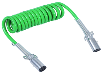0008 Vitonsbay 12Ft 7-Way Coiled ABS Heavy Duty Green Power Cable