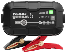 NOCO GENIUS5, 5A Smart Car Battery Charger, 6V and 12V Automotive Charger, Battery Maintainer, Trickle Charger, Float Charger and Desulfator for Motorcycle, ATV, Lithium and Deep Cycle Batteries