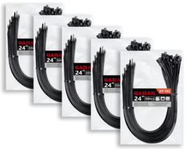 24 inch, Large Zip Ties with 200 lbs Cable Ties, Black, 250 pcs