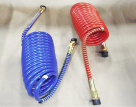 0011 15 foot red and blue coiled air hose for trailer brakes