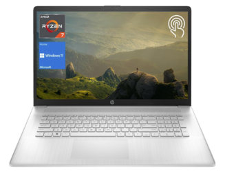 0021 HP 2023 Newest 17 Laptop, 17.3" HD+ Touchscreen, AMD Ryzen 7 7730U Processor (Beats i7-1260P), 64GB RAM, 1TB PCIe SSD, Backlit Keyboard, Wi-Fi 6, Webcam, HDMI, Windows 11 Home, Silver