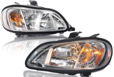 TORQUE Headlight PAIR & Chrome Grille Replacement for 2003-2015 Freightliner M2 M-2 100 106 112 semi Trucks Assembly DOT SAE Approved (w/o Bug Screen)