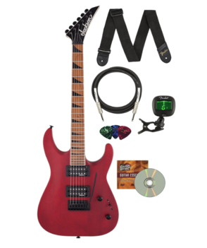 0025 Jackson Dinky Arch Top JS24 DKAM Electric Guitar - Red Stain Bundle with Cable, Tuner, Strap, Picks, and Austin Bazaar Instructional DVD