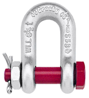 Crosby 1018981 Carbon Steel S-215 Round Pin Chain Shackle, Self-Colored, 8-1/2 Ton Working Load Limit, 1" Size