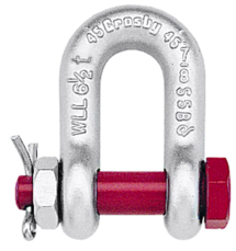 Crosby 1019864 Carbon Steel S-2150 Bolt Type Chain Shackle, Self-Colored, 8-1/2 Ton Working Load Limit, 1" Size