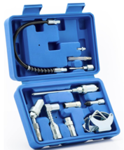 Orion Motor Tech Grease Gun Accessory Kit, 11 Piece Grease Gun Coupler Set for Hard to Reach Grease Fittings, Heavy Duty Lubrication Grease Zerk Fitting Adapters with Grease Gun Hose Holder
