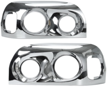 Headlight Bezels Chrome Left+Right Side Replacement For 1996-2009 Freightliner Century 96-09