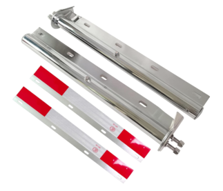 0033 GaeaAuto Chrome straight, spring loaded mud flap hanger bracket set