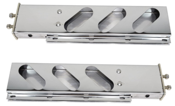 0035 2 pcs 30 inch mud flap hangers, spring loaded, 2.5 bolt pattern stainless steel, chrome