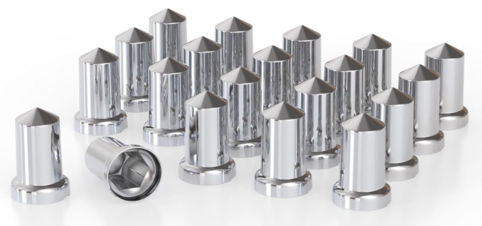 0041 20 pcs chrome lug nut covers 33mm 3-316 Height Flange Bullet Push on ABS Plastic
