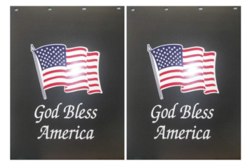 0049 Denco 2 pcs God Bless America 24 x 30 Black Heavy Duty Semi Truck Mud Flaps