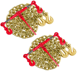 Chain Binder 3/8" -1/2" Grade 70 and 3/8"×10ft Chains Includes (2) Binders and (2) Chains for Industrial Agricultural Towing Applications in Chain and Binder Kit