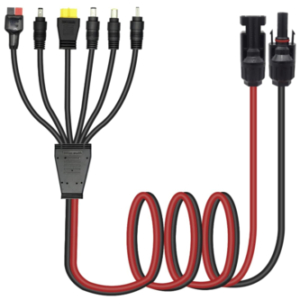 1 to 6 Y Splitter Solar Connector Kit Extension Cable with Female and Male Connectors Solar for Panel Adaptor Kit Tool, 4 Feet Solar Connector Extension Cable, DC8mm DC6.5mm, DC5.5mm Connector