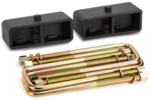 Dynofit 3'' Rear Leveling Lift End Block Kit and Extra Long Square Leaf Spring Axle U Bolts for Silverado Sierra 2WD 2X2 4WD 4X4 2007-2021, Lift Block Kits Fit for Silverado Sierra 1500 07-21