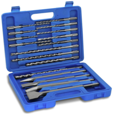 GMTOOLS 17PCS Rotary Hammer Drill Bits and Chisel Set, SDS Plus Carbide-Tipped Concrete Masonry Hole Tool Drill Bits and Chisels Set for Concrete, Stone, Brick, with Portable Storage Case