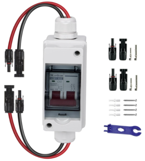 CNLonQcom Solar Combiner Box - 500V DC Circuit Breaker with IP65 Waterproof Casing - 1 Input 1 Output with PV Connectors - Ideal for Solar Power Systems