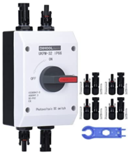 DIHOOL Solar Panel Disconnect Switch, DC 30 Amp PV Solar Isolator Disconnect, DC1200V, IP66