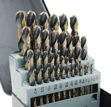 GMTOOLS 29Pcs HSS Drill Bit Set, 135 Degree Tip High Speed Steel with Black and Gold Finish, Stainless Steel, Plastic and Wood with Metal Indexed Storage Case 1/16"-1/2"