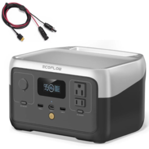 EF ECOFLOW RIVER 2 Portable Power Station, 256Wh LiFePO4 Battery, 1-Hour Fast Charge, Up to 600W AC Outlets, Solar Generator for Camping/Outdoor/Home Backup, Includes Solar Charging Cable