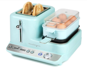 Nostalgia Classic Retro 3-in-1 Breakfast Station, 2-Wide Slot Toaster With Adjustable Toasting Control, Non-Stick Griddle, 6 Capacity Egg Cooker With Lid