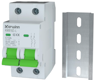 KERWINN DC Miniature Circuit Breaker 12V-110V Circuit Breaker 2Pole 10Amp Smart Circuit Breaker DIN Rail Mount for Battery Power Systems,Solar photovoltaic Systems