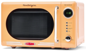 Nostalgia Retro Compact Countertop Microwave Oven - 0.7 Cu. Ft. - 700-Watts with LED Digital Display - Child Lock - Easy Clean Interior - Orange
