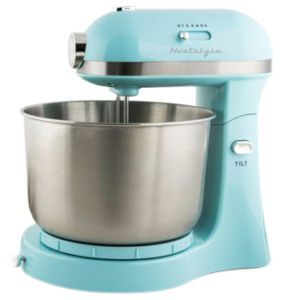 Nostalgia Classic Retro Professional 3.5 Qt Stand Mixer with Tilt Head and Stainless Steel Bowl, Six-Speed, Includes Dough Hooks and Beaters, Aqua