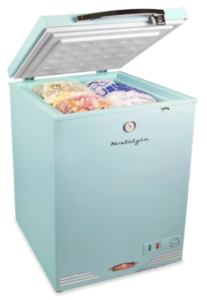 Nostalgia Classic Retro 3.5 Cu.Ft. Chest Freezer and Refrigerator All in One, Includes Rolling Wheels, Portable, Indoor/Outdoor, Lock and Keys, Removable Basket, Adjustable Temperature Dial with Gauge
