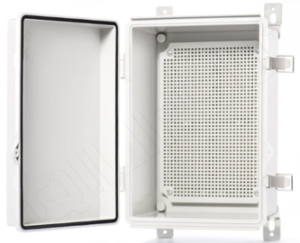 Waterproof Outdoor Junction Box, IP67 ABS Plastic Electrical Enclosure with Mounting Plate, Wall Brackets, Weatherproof Hinged Grey Cover for Projects