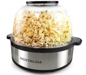 Nostalgia 6-Quart Stirring Popcorn Popper With Quick-Heat Technology, Makes 24 Cups of Popcorn, Kernel Measuring Cup, Oil Free, Makes Roasted Nuts, Perfect for Birthday Parties, Stainless