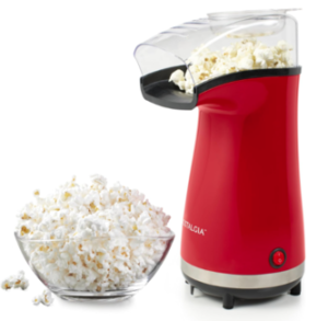Nostalgia 16 Cup Hot Air Popcorn Maker | Makes Hot, Healthy Popcorn, No Oil Needed | Measuring Cap for Kernels Included | Red