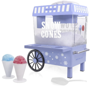 Nostalgia Snow Cone Shaved Ice Machine - Retro Table-Top Slushie Machine Makes 20 Icy Treats - Includes 2 Reusable Plastic Cups & Ice Scoop - Blue