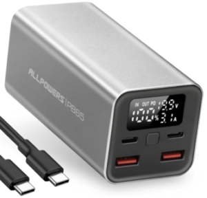 ALLPOWERS PB65 Laptop Power Bank with 65W USB-C Output, 16000mAh 4-Port Portable Charger with Digital Display, Fast Charging Battery Pack, Small Powerbank for MacBook, iPad, iPhone, Samsung Galaxy