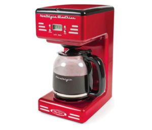 Nostalgia Retro 12-Cup Programmable Coffee Maker With LED Display, Automatic Shut-Off & Keep Warm, Pause-And-Serve Function, Red