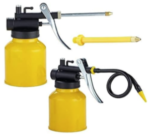Hand Pump Oiler Can Professional Level 8 oz. Capacity Pump Oiler with Metal & Long Flex Spout