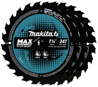 Makita B-61656-3 7-1/4 Carbide-Tipped Max Efficiency Circular Saw Blade