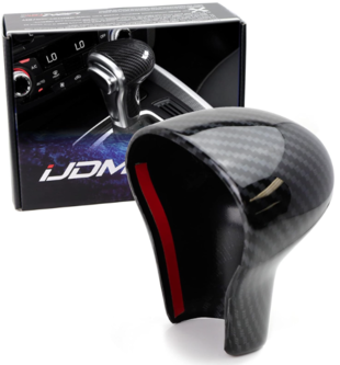iJDMTOY 2pc Set Glossy Black Carbon Fiber Pattern Shift Knob Cover Shell Compatible with Audi 2013-2016 A4 A5 Q7, 2012-2015 A6 A7, 2013-2017 Q5, etc