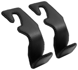 TISOHUGO Headrest Hooks for Purses and Bags,Vehicle Back Seat Headrest Hanger Matching Cars Interior Genuine Leather Storage Holder Hook, 2 Pack, Black