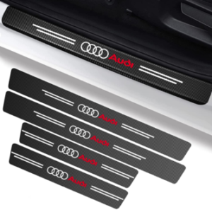 SISIAO 4PCS Car Door Sill Protector for Audi A1 A3 RS3 A4 A5 A6 A7 RS7 A8 Q3 Q5 Q7 R8 S Series, Self-Adhesive Carbon Fiber Tape Anti Scratch Car Door Edge Entry Guards Stickers, Inner Accessories