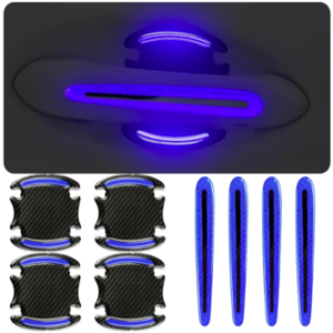 GTZTYZ 8Pcs Car Door Handle Protector Reflective Sticker,3D Carbon Fiber Universal Door Handle Scratch Protector Cover,Self-Adhesive & Non-Marking,Paint Guard Protective Films (Blue)