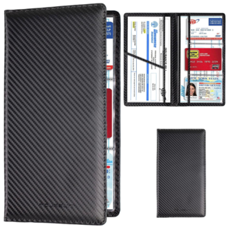 TOURSUIT Car Registration and Insurance Card Holder, Vehicle License Document Glove Box Compartment Organizer, Interior Car Accessories for Women Men Teens (Carbon Fiber Black)