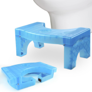 Foldable Toilet Poop Stool, 7" Heavy Duty Non-Slip Bathroom Foot Stool, Blue Curved Portable Size Fits Various Toilets