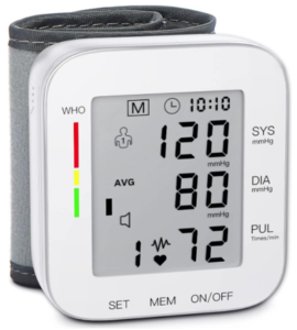 MMIZOO Wrist Blood Pressure Monitor Bp Monitor Large LCD Display Blood Pressure Machine Adjustable Wrist Cuff 5.31-7.68inch Automatic 99x2 Sets Memory with Carrying Case for Home Use (W1681)