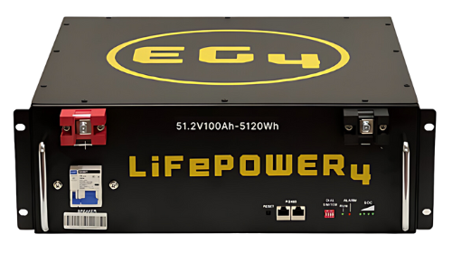 EG4 Lithium Iron Phosphate battery 51.2V (48V) 5.12kWh with 100AH internal BMS. Composed of (16) UL listed prismatic 3.2V cells in series which have been tested at 7,000 deep discharge cycles to 80% DoD - fully charge and discharge this battery daily for over 15 years without issue. Reliable and rigorously tested, with a 99% operating efficiency.