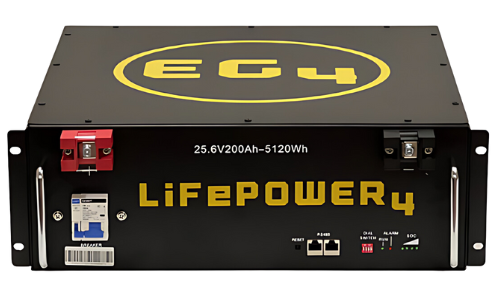 EG4 Lithium Iron Phosphate battery 25.6V (24V) 200AH 5.12kWh with 100A internal BMS. Composed of (16) UL listed prismatic 3.2V cells which have been tested at 7,000 deep discharge cycles to 80% DoD - fully charge and discharge this battery daily for over 15 years without issue. Reliable and rigorously tested, with a 99% operating efficiency.