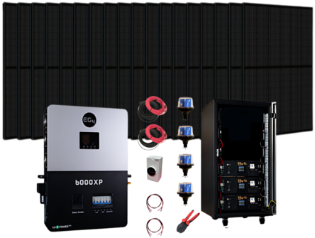 Complete Off-Grid Solar Kit EG4 6000XP | 8000W PV Input | 6000W Output | 48V 120/240V Split Phase + 6400 Watts of Solar PV