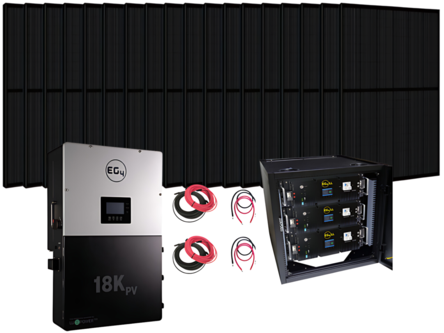 Complete Hybrid Solar Kit - 12,000W 120/240V Output + 15.36kWh EG4 Lithium Powerwall + 6,150 Watts of Solar PV