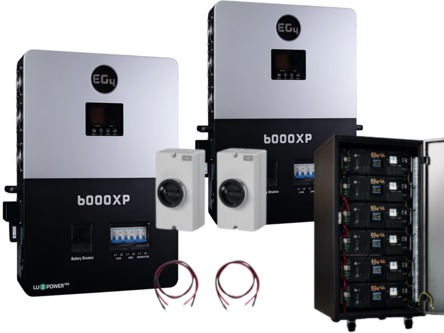 Off-Grid EG4 System Bundle - 12kW 120/240V Output / 48VDC - 30.72kWh EG4 Lithium Battery Bank | 2 x EG4 6000XP | 6x EG4 Server Rack Batteries